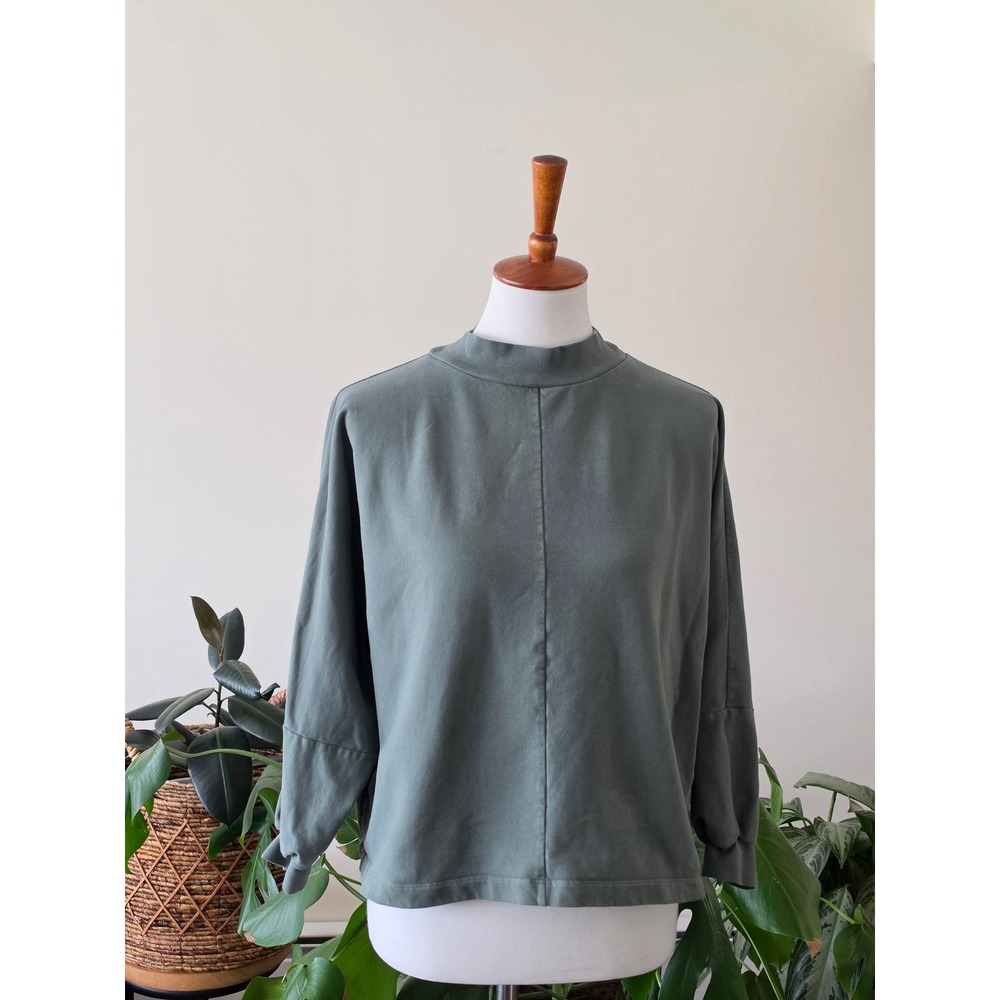 Beaumont Organic Sage Green Mock Neck Boxy Sweatshirt Center Seam‎ Medium